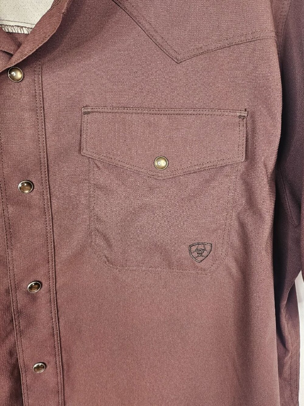 AriatTEK | Snap Shirt Lightweight Western | Brown | Size M - Picture 9 of 14